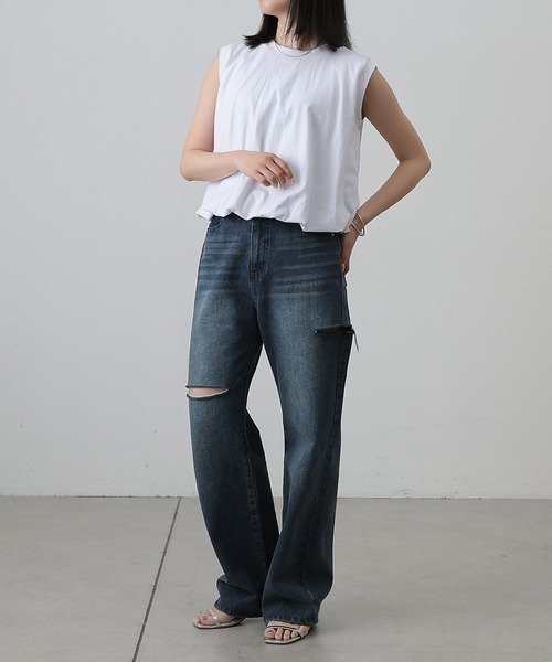 COLONY 2139(コロニートゥーワンスリーナイン)の「カットバルーンノースリトップス(Tシャツ/カットソー・レディース・チャコールグレー/ブラック/ミント/ホワイト・FREE)」の21枚目の写真