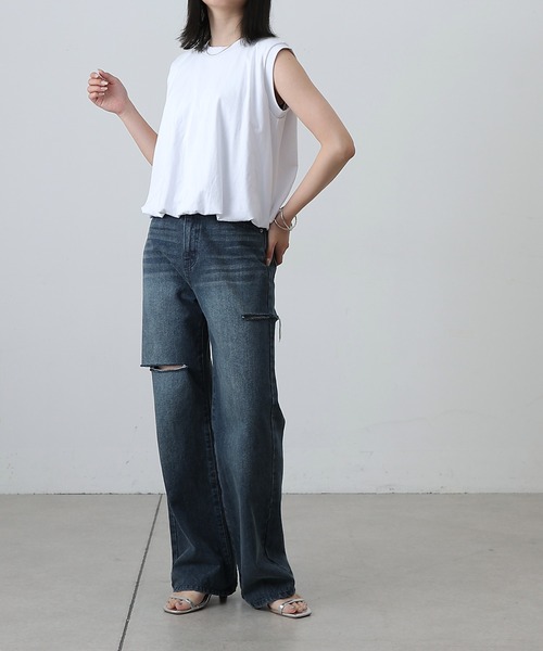 COLONY 2139(コロニートゥーワンスリーナイン)の「カットバルーンノースリトップス(Tシャツ/カットソー・レディース・チャコールグレー/ブラック/ミント/ホワイト・FREE)」の19枚目の写真