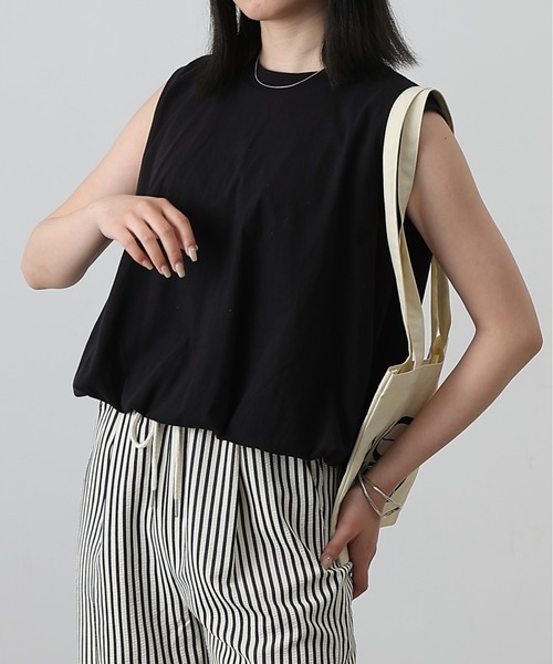 COLONY 2139(コロニートゥーワンスリーナイン)の「カットバルーンノースリトップス(Tシャツ/カットソー・レディース・チャコールグレー/ブラック/ミント/ホワイト・FREE)」の15枚目の写真