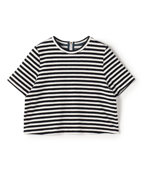 TOMORROWLAND collection（トゥモローランドコレクション）の「パイルボーダー ハーフスリーブプルオーバー（Tシャツ/カットソー・レディース・ブラック系その他/レッド系その他・36）」の2枚目の写真