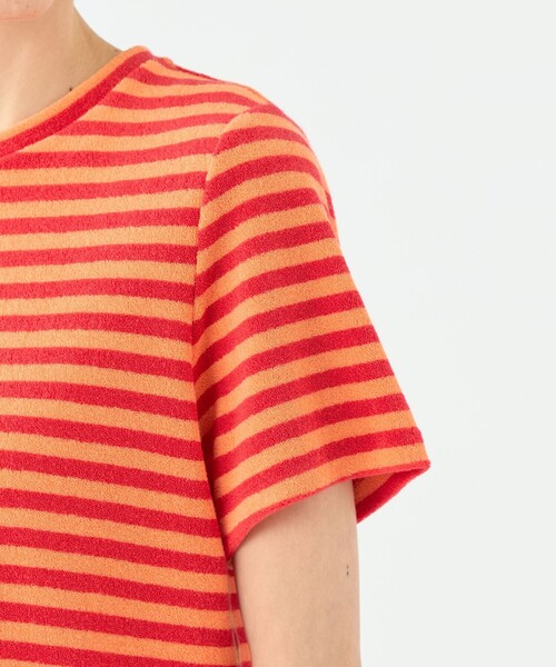 TOMORROWLAND collection（トゥモローランドコレクション）の「パイルボーダー ハーフスリーブプルオーバー（Tシャツ/カットソー・レディース・ブラック系その他/レッド系その他・36）」の9枚目の写真