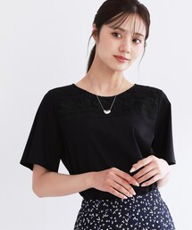 【手洗い可】レースデザインジャージTシャツ