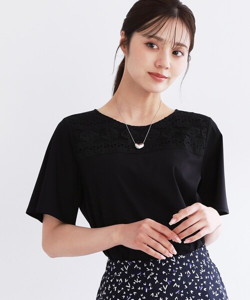 Reflect / リフレクト 【夏SALE／手洗い可】レースデザインジャージTシャツ セール】【夏SALE／手洗い可】レースデザインジャージTシャツ（T