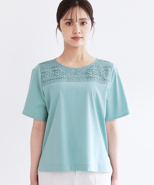 Reflect / リフレクト 【夏SALE／手洗い可】レースデザインジャージTシャツ セール】【夏SALE／手洗い可】レースデザインジャージTシャツ（T