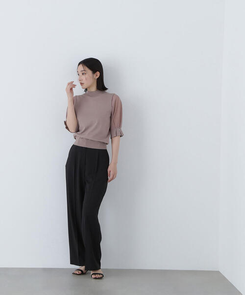 ニット セーター 「WEB限定商品」シアーチェックスリーブニット レディース シャイニーシアースリーブニット [C5295] - レディース