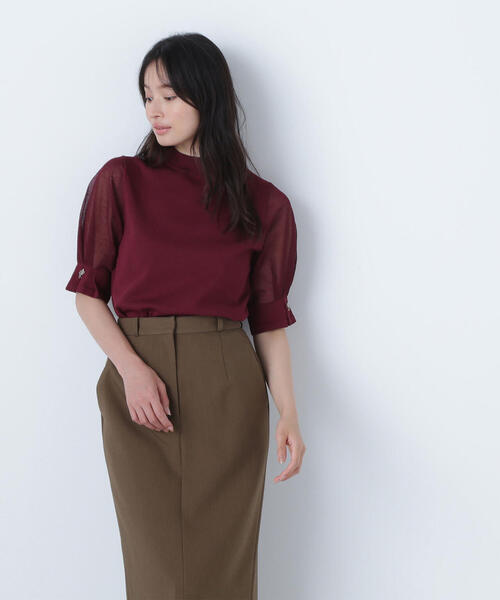 NATURAL BEAUTY BASIC（ナチュラルビューティーベーシック）の「◇リングチェーンシアースリーブニット（ニット/セーター・レディース・ブラック/ワイン/ベージュ・FREE）」の9枚目の写真
