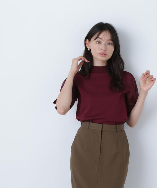 NATURAL BEAUTY BASIC（ナチュラルビューティーベーシック）の「◇リングチェーンシアースリーブニット（ニット/セーター・レディース・ブラック/ワイン/ベージュ・FREE）」の7枚目の写真