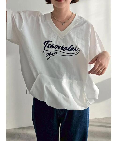 SM2（エスエムツー）の「ロゴ刺繍Vネック布帛Tシャツ（Tシャツ