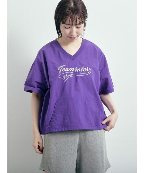 SM2（エスエムツー）の「ロゴ刺繍Vネック布帛Tシャツ（Tシャツ