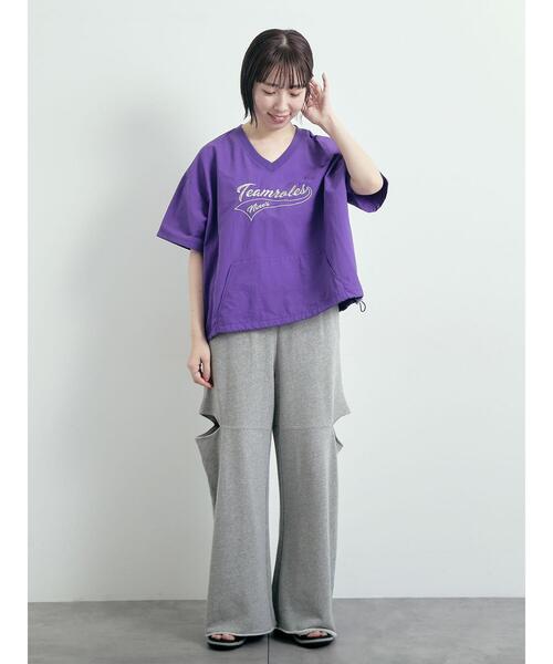 SM2（エスエムツー）の「ロゴ刺繍Vネック布帛Tシャツ（Tシャツ