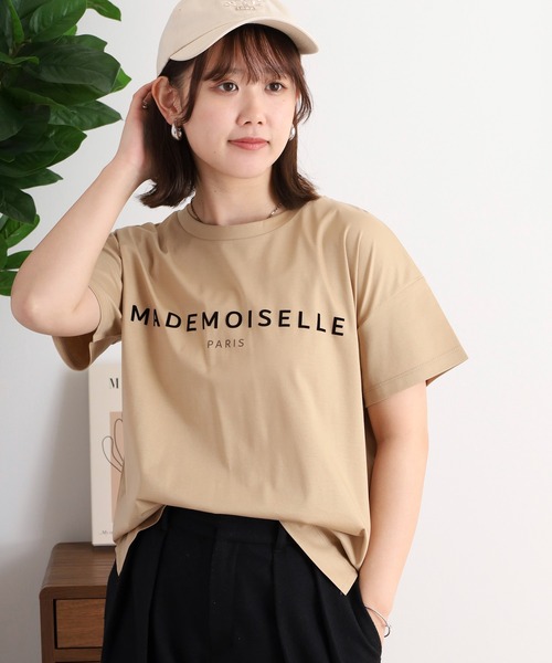 BRODIAEA（ブローディア）の「BRODIAEA 半袖シンプルロゴカットソー（Tシャツ/カットソー・レディース・ネイビー/ベージュ/オフホワイト/ピンク/ブラック・40）」の4枚目の写真
