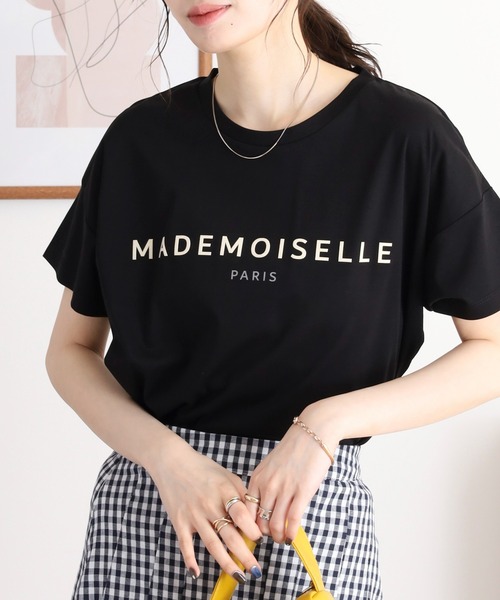 BRODIAEA（ブローディア）の「BRODIAEA 半袖シンプルロゴカットソー（Tシャツ/カットソー・レディース・ネイビー/ベージュ/オフホワイト/ピンク/ブラック・40）」の3枚目の写真