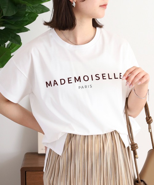 BRODIAEA（ブローディア）の「BRODIAEA 半袖シンプルロゴカットソー（Tシャツ/カットソー・レディース・ネイビー/ベージュ/オフホワイト/ピンク/ブラック・40）」の6枚目の写真