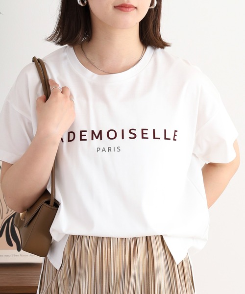 BRODIAEA（ブローディア）の「BRODIAEA 半袖シンプルロゴカットソー（Tシャツ/カットソー・レディース・ネイビー/ベージュ/オフホワイト/ピンク/ブラック・40）」の8枚目の写真
