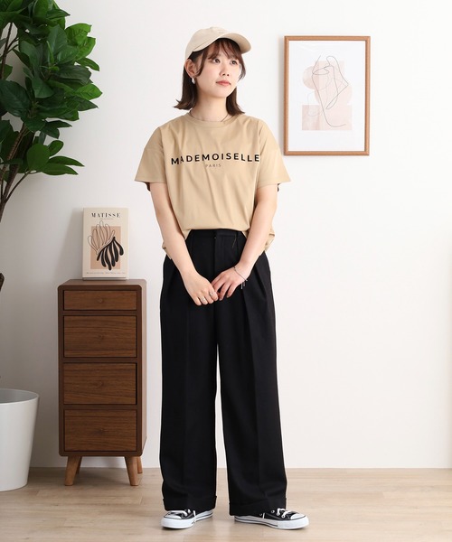 BRODIAEA（ブローディア）の「BRODIAEA 半袖シンプルロゴカットソー（Tシャツ/カットソー・レディース・ネイビー/ベージュ/オフホワイト/ピンク/ブラック・40）」の17枚目の写真