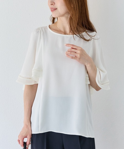 セール】はしごレース フレアスリーブブラウス（シャツ/ブラウス