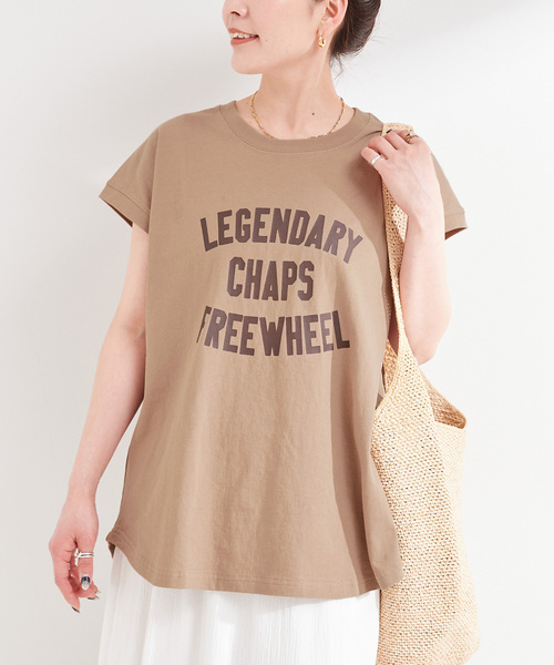 B.C STOCK(ベーセーストック)の「手洗い可 / アソートフレンチスリーブロゴTEE(Tシャツ/カットソー・レディース・チャコールグレー/ホワイト/ブラウン・FREE)」の2枚目の写真