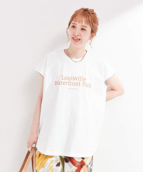 B.C STOCK(ベーセーストック)の「手洗い可 / アソートフレンチスリーブロゴTEE(Tシャツ/カットソー・レディース・チャコールグレー/ホワイト/ブラウン・FREE)」の3枚目の写真