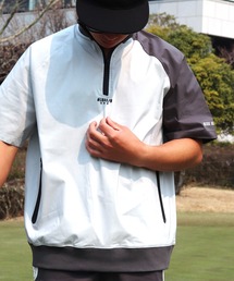 (RM)【LUXE/R GOLF】ストレッチ クロス ハーフジップ プルオーバー 半袖 シャツ