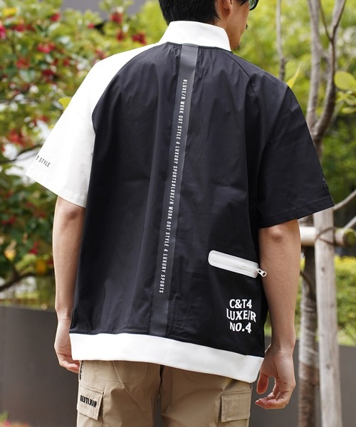 LUXE/R GOLF（ラグジュ ゴルフ）の「(RM)【LUXE/R GOLF】ストレッチ クロス ハーフジップ プルオーバー 半袖 シャツ（Tシャツ/カットソー・メンズ・グレー系/ブラック×ホワイト/ライトグレー系/ホワイト×ブラック・L/XL/M）」の21枚目の写真