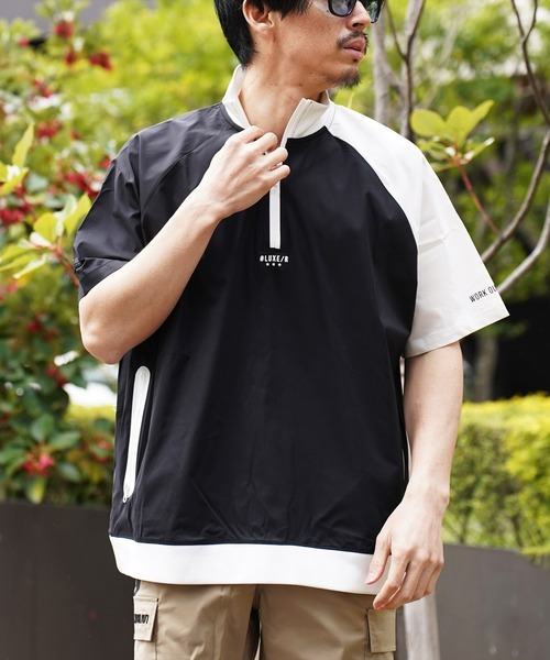 LUXE/R GOLF（ラグジュ ゴルフ）の「(RM)【LUXE/R GOLF】ストレッチ クロス ハーフジップ プルオーバー 半袖 シャツ（Tシャツ/カットソー・メンズ・グレー系/ブラック×ホワイト/ライトグレー系/ホワイト×ブラック・L/XL/M）」の19枚目の写真
