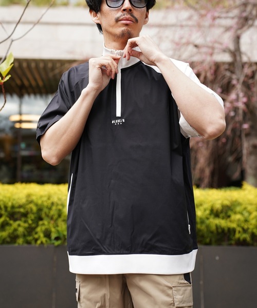 LUXE/R GOLF（ラグジュ ゴルフ）の「(RM)【LUXE/R GOLF】ストレッチ クロス ハーフジップ プルオーバー 半袖 シャツ（Tシャツ/カットソー・メンズ・グレー系/ブラック×ホワイト/ライトグレー系/ホワイト×ブラック・L/XL/M）」の22枚目の写真
