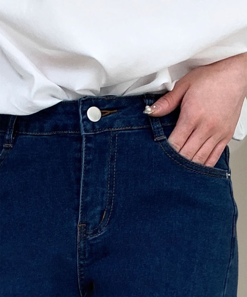 LOWO（ロワ）の「綿混ストレートスキニーデニムパンツ（デニムパンツ・レディース・ブルー/グレー/ブラック・26inch/27inch/28inch/29inch）」の10枚目の写真