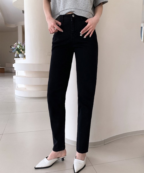 LOWO（ロワ）の「綿混ストレートスキニーデニムパンツ（デニムパンツ・レディース・ブルー/グレー/ブラック・26inch/27inch/28inch/29inch）」の12枚目の写真