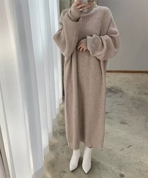 ▲Rib knit dress / タートルネック リブニットワンピース