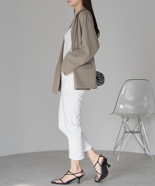 Fizz（フィズ）の「ストレッチツイルパンツ(クロップド丈)（その他パンツ・レディース・ブラック/ホワイト/グレイッシュベージュ・M/LL/L）」の7枚目の写真