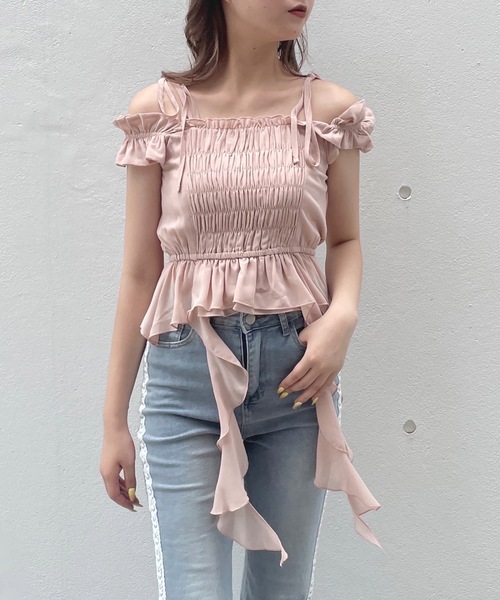 one way（ワンウェイ）の「フリルシャーリングブラウス（シャツ/ブラウス・レディース・ホワイト/ピンク/ブルー系その他/ブラック/ブラック系その他・FREE）」の5枚目の写真