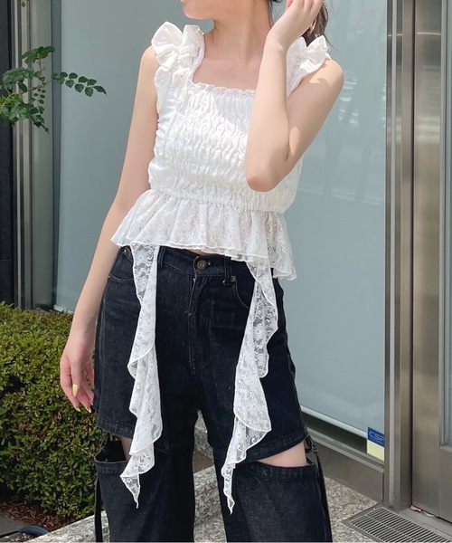 one way（ワンウェイ）の「フリルシャーリングブラウス（シャツ/ブラウス・レディース・ホワイト/ピンク/ブルー系その他/ブラック/ブラック系その他・FREE）」の7枚目の写真