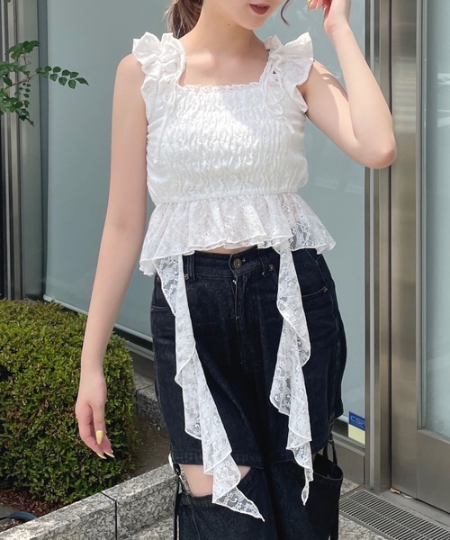 one way（ワンウェイ）の「フリルシャーリングブラウス（シャツ/ブラウス・レディース・ホワイト/ピンク/ブルー系その他/ブラック/ブラック系その他・FREE）」の9枚目の写真