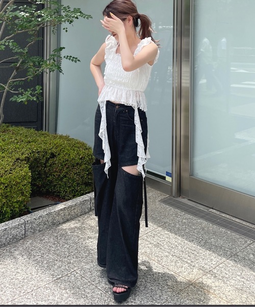 one way（ワンウェイ）の「フリルシャーリングブラウス（シャツ/ブラウス・レディース・ホワイト/ピンク/ブルー系その他/ブラック/ブラック系その他・FREE）」の11枚目の写真