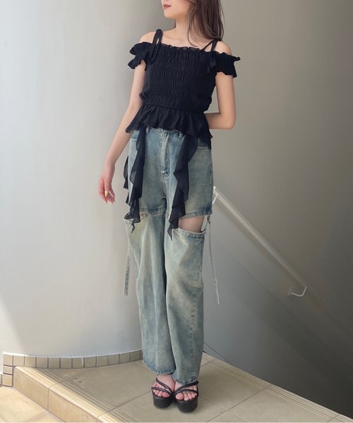 one way（ワンウェイ）の「フリルシャーリングブラウス（シャツ/ブラウス・レディース・ホワイト/ピンク/ブルー系その他/ブラック/ブラック系その他・FREE）」の16枚目の写真