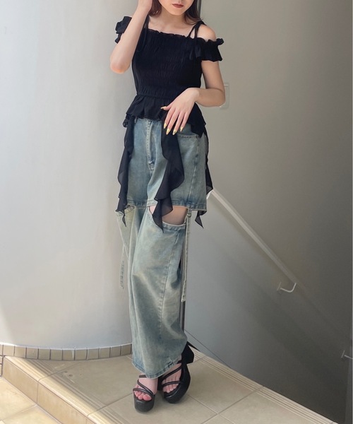 one way（ワンウェイ）の「フリルシャーリングブラウス（シャツ/ブラウス・レディース・ホワイト/ピンク/ブルー系その他/ブラック/ブラック系その他・FREE）」の19枚目の写真