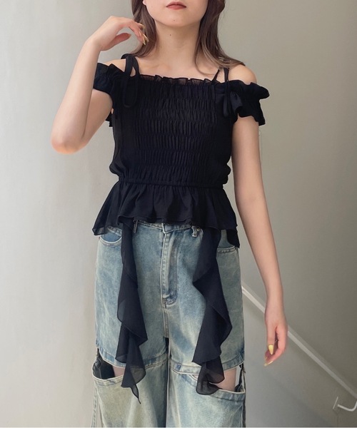 one way（ワンウェイ）の「フリルシャーリングブラウス（シャツ/ブラウス・レディース・ホワイト/ピンク/ブルー系その他/ブラック/ブラック系その他・FREE）」の13枚目の写真