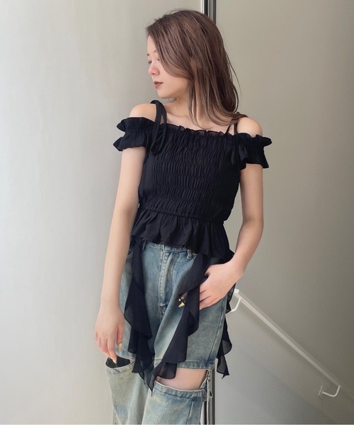 one way（ワンウェイ）の「フリルシャーリングブラウス（シャツ/ブラウス・レディース・ホワイト/ピンク/ブルー系その他/ブラック/ブラック系その他・FREE）」の14枚目の写真