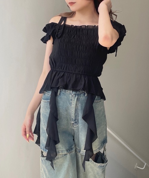 one way（ワンウェイ）の「フリルシャーリングブラウス（シャツ/ブラウス・レディース・ホワイト/ピンク/ブルー系その他/ブラック/ブラック系その他・FREE）」の12枚目の写真