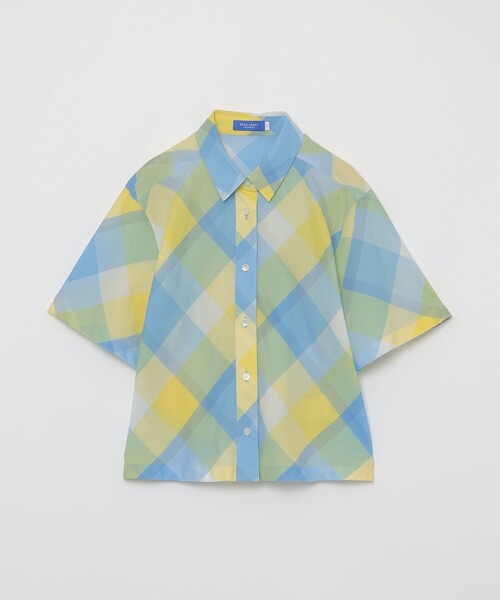 【未使用・タグ付き】BLUE LABEL CRESTBRIDGE　カラーブラウス セール 22%OFF】クレストブリッジチェックライトエアリーツイル