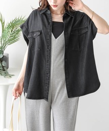 AMELY | フレンチスリーブデニムシャツ(シャツ/ブラウス)