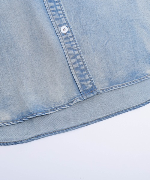 AMELY（エミリー）の「フレンチスリーブデニムシャツ（シャツ/ブラウス・レディース・ライトブルー/ブラック/ブルー・フリー）」の5枚目の写真