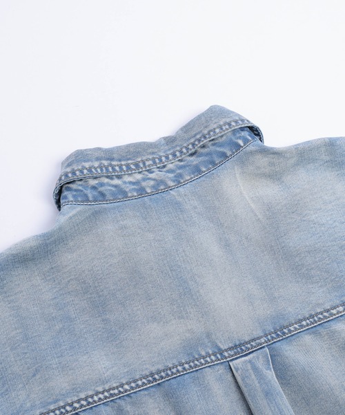 AMELY（エミリー）の「フレンチスリーブデニムシャツ（シャツ/ブラウス・レディース・ライトブルー/ブラック/ブルー・フリー）」の6枚目の写真