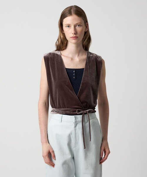 くみごん＜Steven Alan＞ ベロア セットアップ ブラック Steven Alan＞ベロア カシュクール ベスト（ベスト）｜Steven