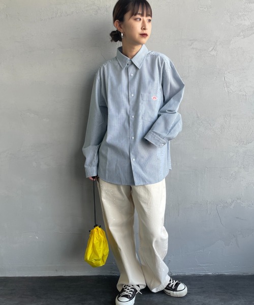 DANTON（ダントン）の「[DANTON/ダントン] ドットボタン レギュラーカラー ロングスリーブシャツ(ストライプ)（シャツ/ブラウス・レディース・グレー/グリーン・36/38）」の8枚目の写真