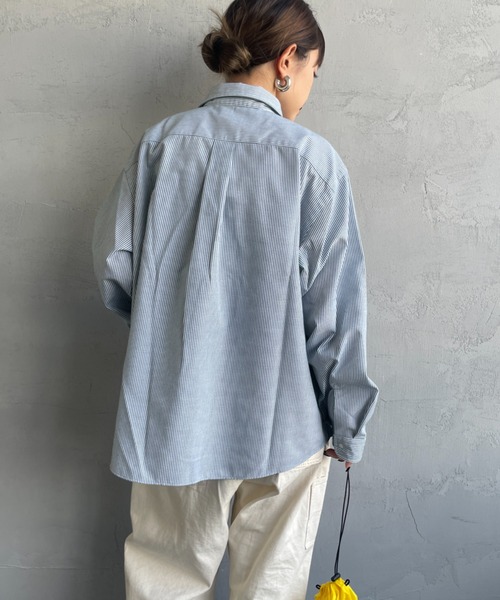 DANTON（ダントン）の「[DANTON/ダントン] ドットボタン レギュラーカラー ロングスリーブシャツ(ストライプ)（シャツ/ブラウス・レディース・グレー/グリーン・36/38）」の19枚目の写真