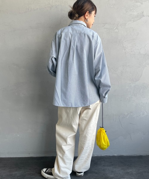 DANTON（ダントン）の「[DANTON/ダントン] ドットボタン レギュラーカラー ロングスリーブシャツ(ストライプ)（シャツ/ブラウス・レディース・グレー/グリーン・36/38）」の16枚目の写真