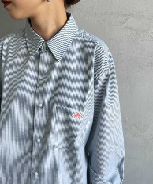 DANTON（ダントン）の「[DANTON/ダントン] ドットボタン レギュラーカラー ロングスリーブシャツ(ストライプ)（シャツ/ブラウス・レディース・グレー/グリーン・36/38）」の15枚目の写真