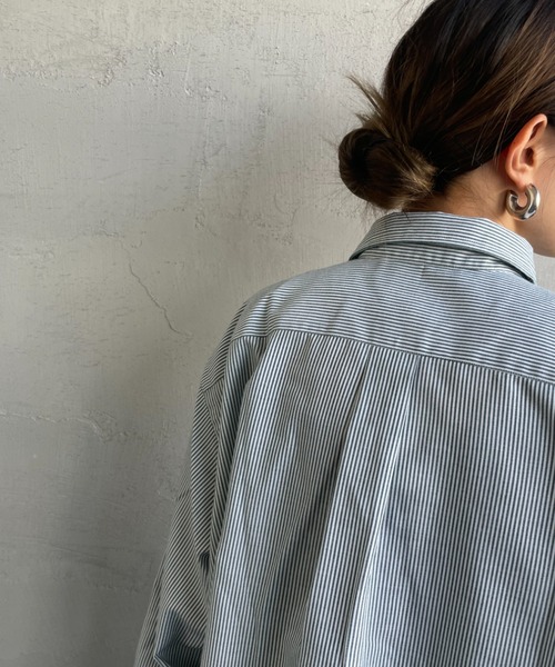 DANTON（ダントン）の「[DANTON/ダントン] ドットボタン レギュラーカラー ロングスリーブシャツ(ストライプ)（シャツ/ブラウス・レディース・グレー/グリーン・36/38）」の14枚目の写真