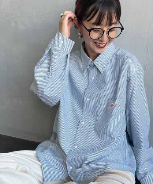 DANTON（ダントン）の「[DANTON/ダントン] ドットボタン レギュラーカラー ロングスリーブシャツ(ストライプ)（シャツ/ブラウス・レディース・グレー/グリーン・36/38）」の22枚目の写真